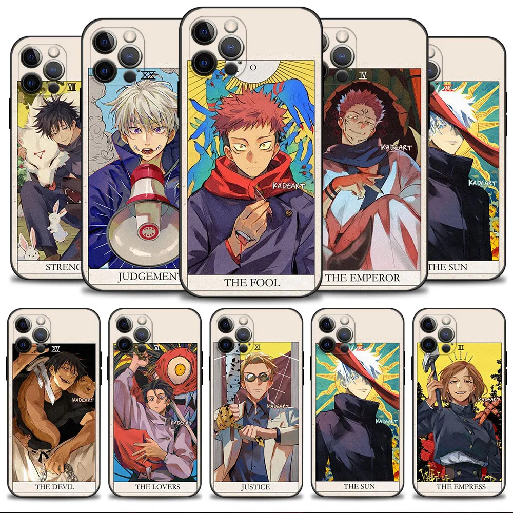 

Phone Case For Apple iPhone 15 14 13 12 11 Pro Max 13 12 Mini XS Max XR X 7 8 Plus Cover Anime Jujutsu Kaisen Card
