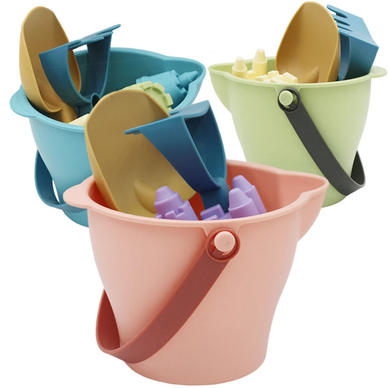 

6 Pc/set Baby Beach Bucket Sensory Toys Portable Plastic Sand Plage Play Toys for Parent-Children Interactive Beach Water Play