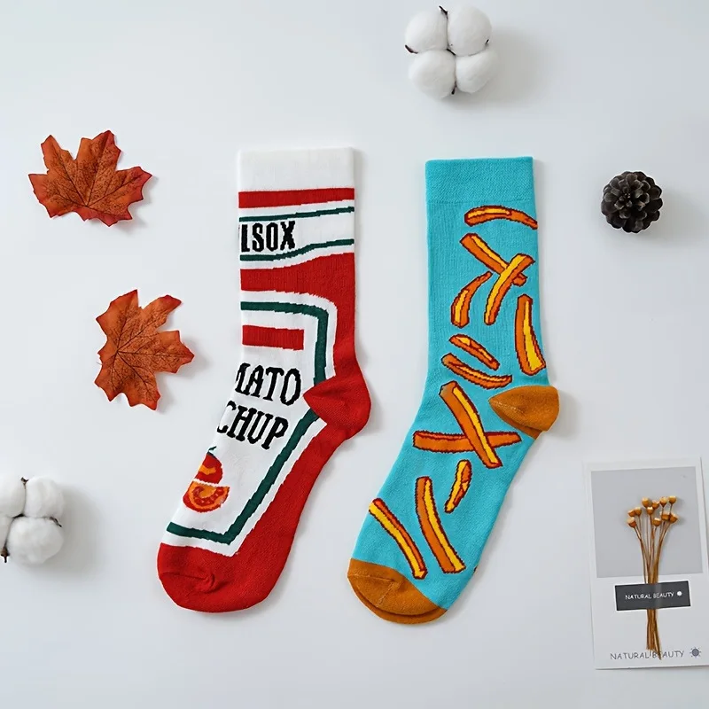 Whimsical Women's Cotton Novelty Socks - Fun & Creative Harajuku Mid-Calf Hosiery