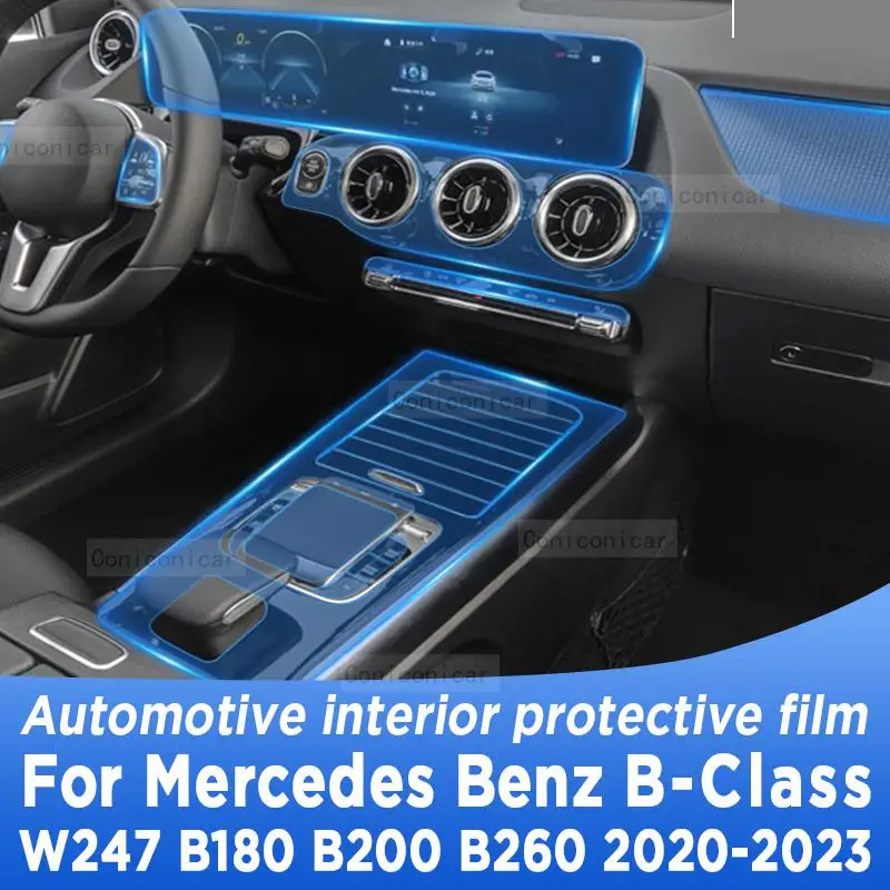 

For MB W247 B-Class B180 B200 2020-2023 Gearbox Panel Navigation Automotive Interior Screen Protective Film TPU Anti-Scratch