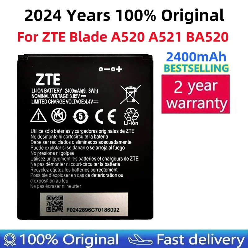 

2024 Years 100% Original High Quality 2400mAh Li3824T44P4h716043 For ZTE Blade A520 A521 BA520 Mobile Phone Battery