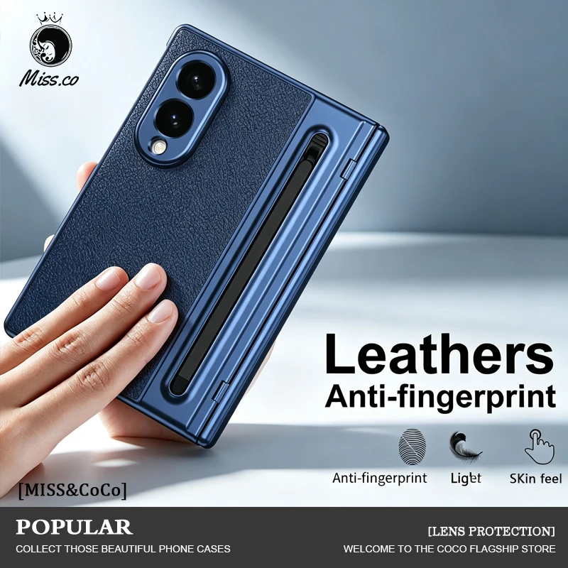 Leather Hinge Protection Cover with Front Glass & Pen Holder