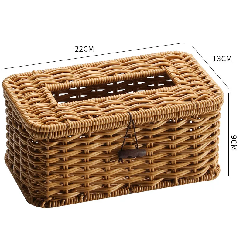 Simulation Rattan Tissue Box Living Room Office Desk Tissue Box Bedroom Home Desktop Decoration
