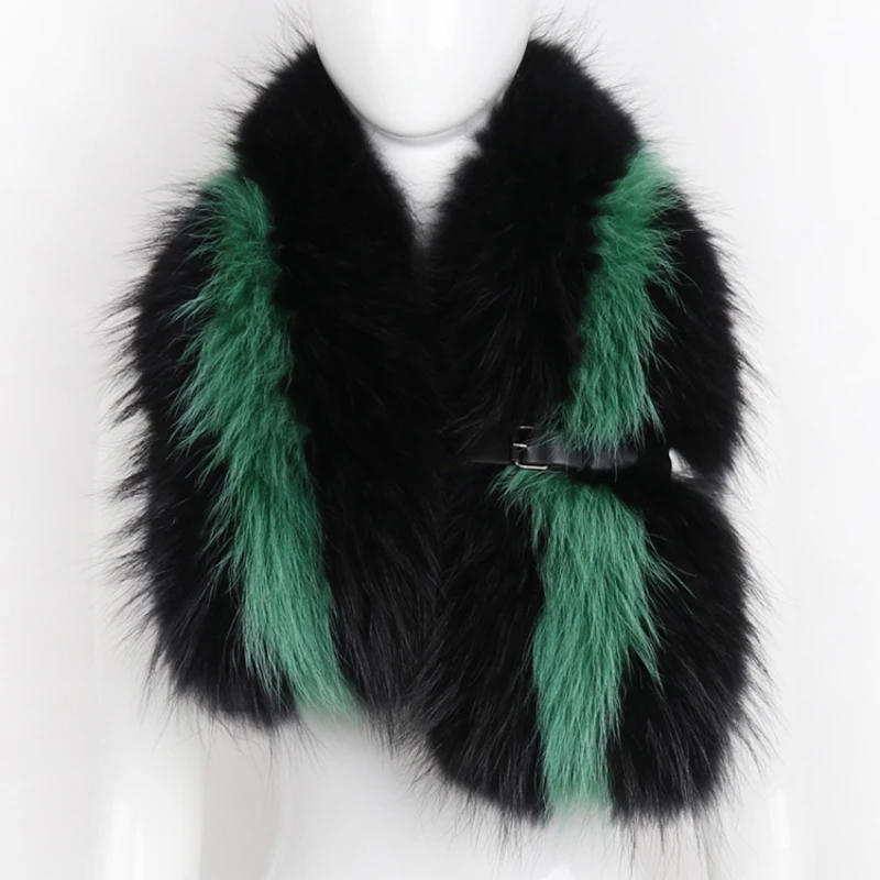 

Ladies Raccoon Fur Shawl Women Real Fur Scarf