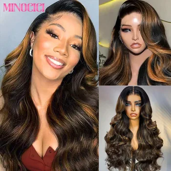 Peluca ondulada mujer 1B/30 de cabello humano con encaje HD 13x6 1