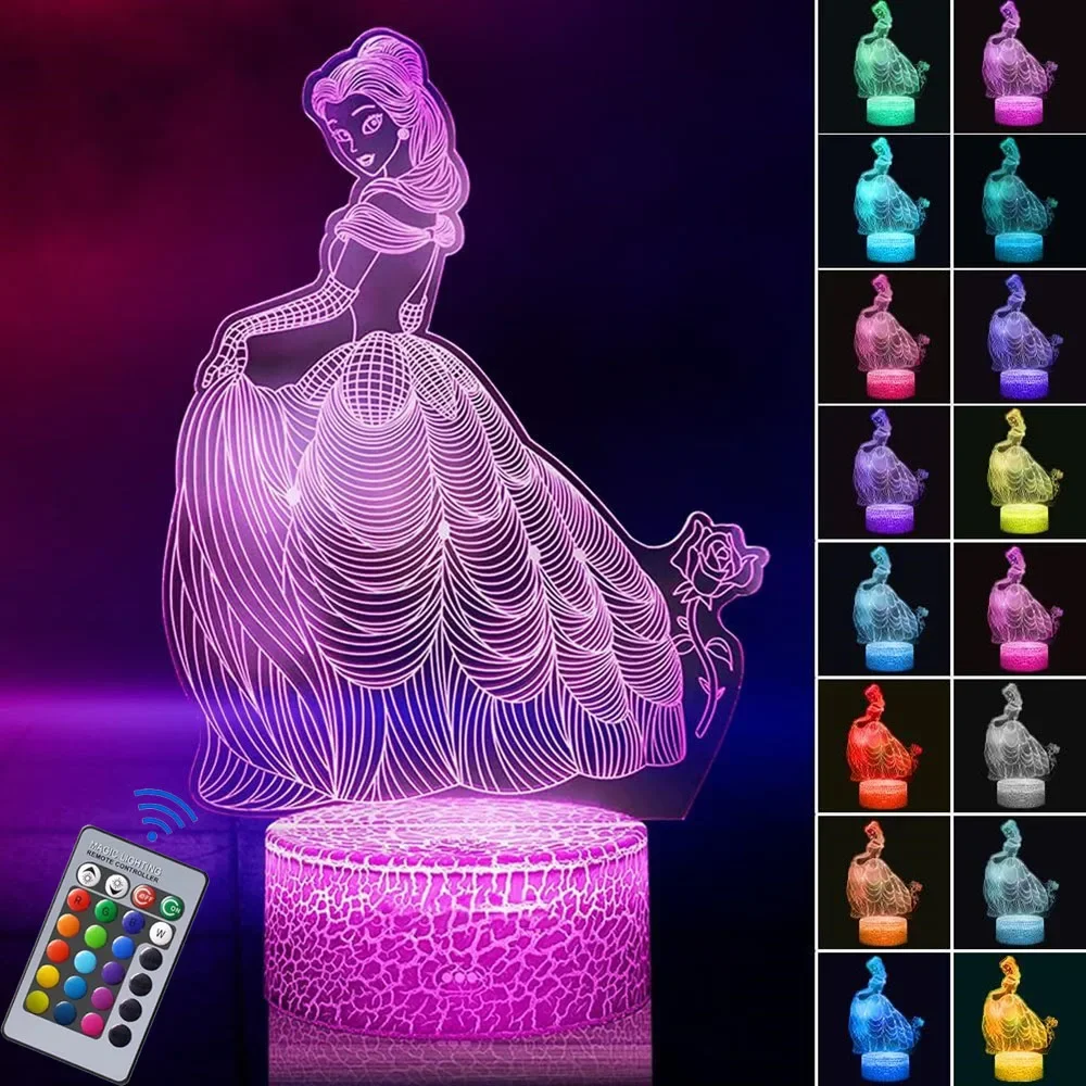 프로즌 3D 야간 조명 비주얼 크리에이티브 LED 책상 램프, 터치 컨트롤, 16 가지 색상 변경, 홈 장식, 어린이 명절 선물