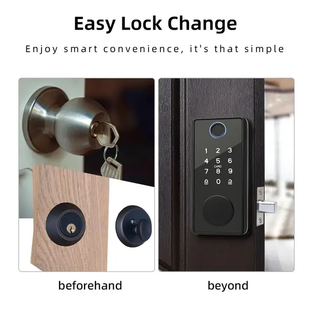 Aluminum Alloy Smart Card Digital Code Lock Anti-theft Design Bluetooth-compatible Biometrics Door Lock Easy Installation 3