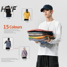 

Long sleeve Tshirt men's pure color simple cotton bottoming shirt Korean version loose trend men's ins spring and autumn jacket