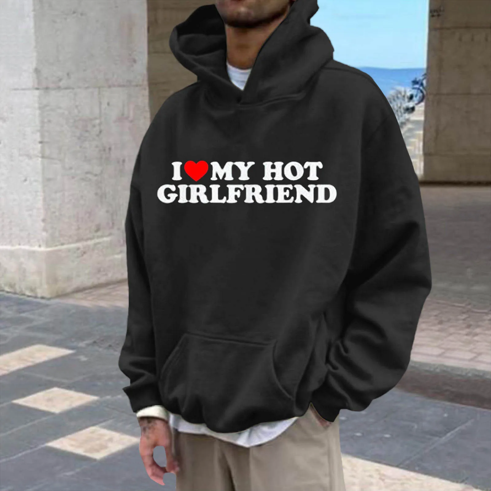 

Funny Printed I Love My Hot Boyfriend/Girlfriend Hoodie Mens Autumn And Winter Y2k Grunge Pullover Long-Sleeved Tops Streetwear
