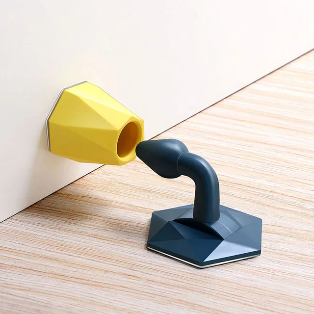 Mute Non-punch Silicone Door Stopper Touch Toilet Wall Absorption Door Plug Anti-bump Door Holder Gear Gate Resistance Door Stop Blue Yellow 2