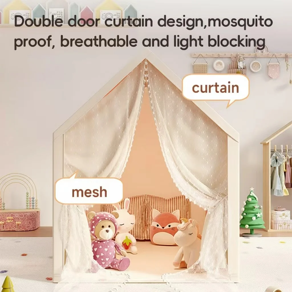 Extra-Large Playhouse Tent with White and Red Polka Dot Roof, Red Mushroom House, Princess Fairy Tale Play Tent, Equipped with Windows/Curtains/Storage Bag, Sturdy Iron Material, Portable Outdoor Playhouse, Party Decoration for Early Learning and Imaginative Play, Large Toy Castle Tent, Halloween/Christmas/Thanksgiving/Birthday Holiday Gift, Does Not Include Accessories and Lighting
