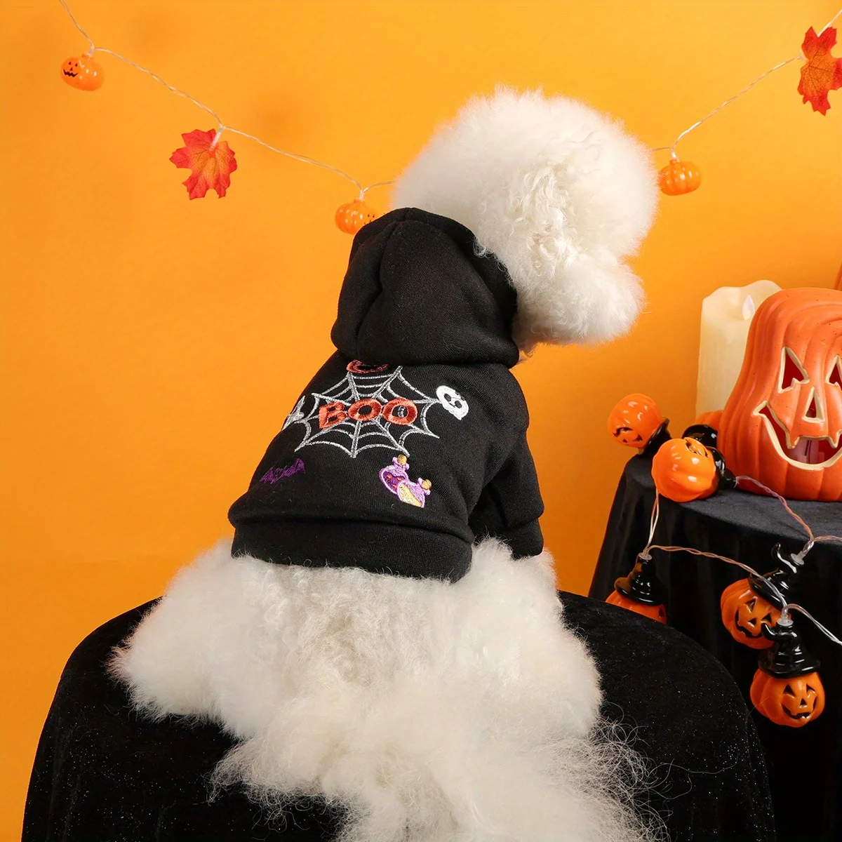 Spider Web Halloween Pet Sweater – Hooded Jacket for Dogs & Cats 2