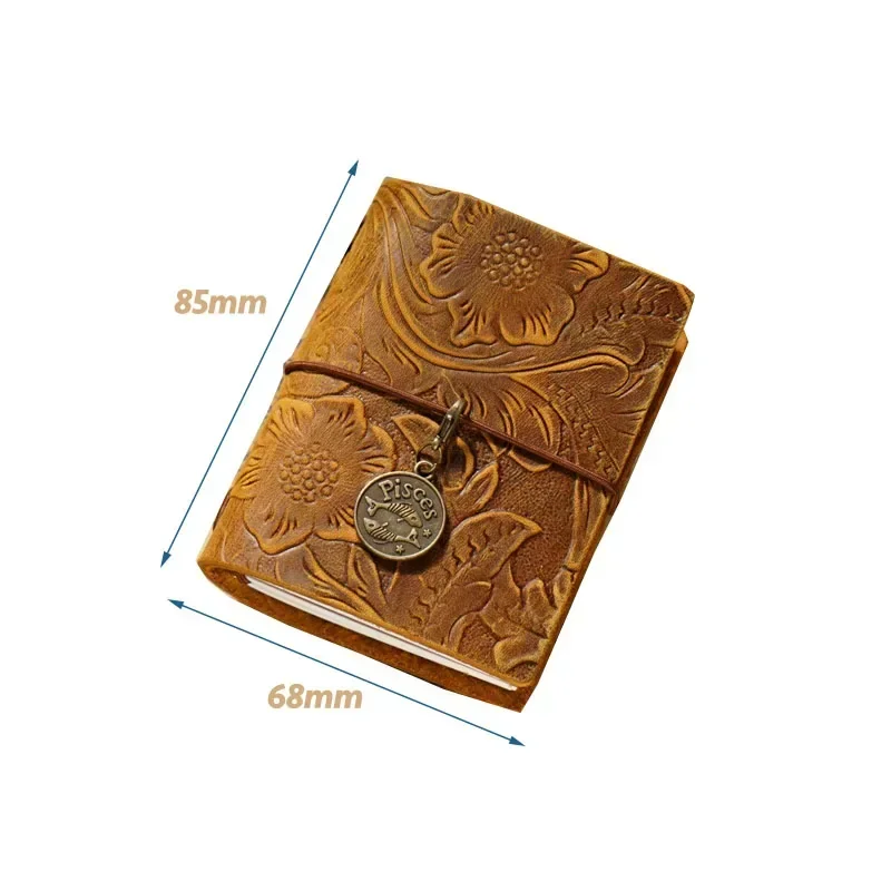 Fromthenon Vintage Crazy Horse Cowhide Hand Made Traveler's Notebook Mini Loose Leaf Notebooks Mini Pockets Journal 6