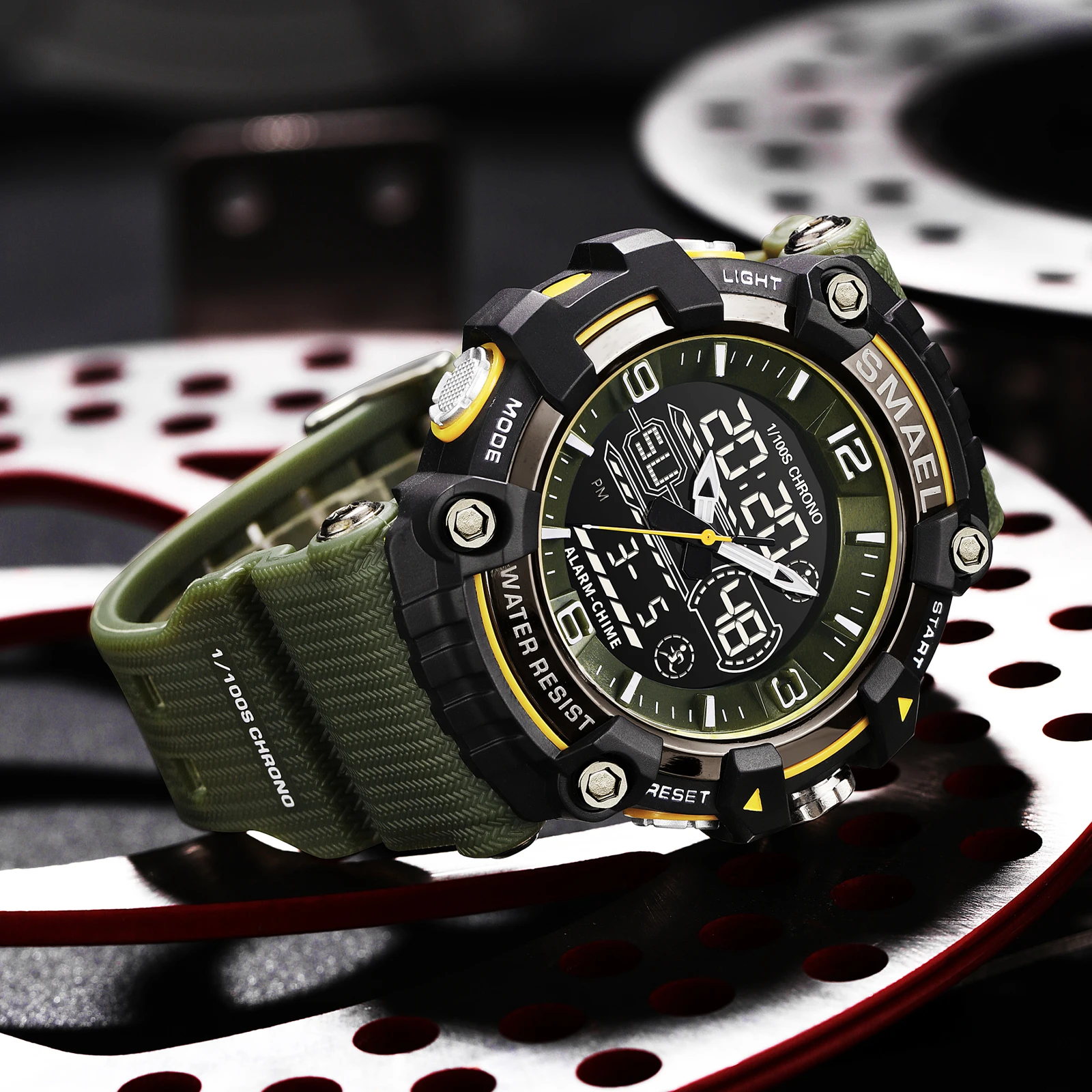 SMAEL Sport orologi al quarzo LED displayantiurto 50M sveglia impermeabile digali analogici 8060 per uomo  1511