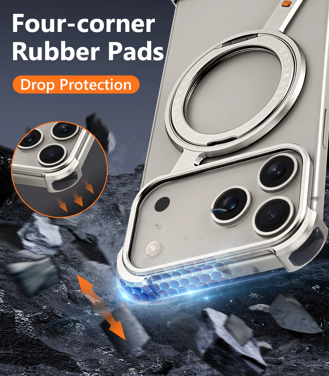 Eary Z Case for iPhone 17 Pro Max 17 Air Wireless Charging With Magsafe Ring Holder 360°Rotate Stand Shockproof Protective Cover