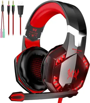 Kotion Pro G2000 3.5Mm Gaming Headset with Rgb Led Lights, Noise Cancelling Mic, Over-Ear Comfort for Pc/ps5/xbox 1