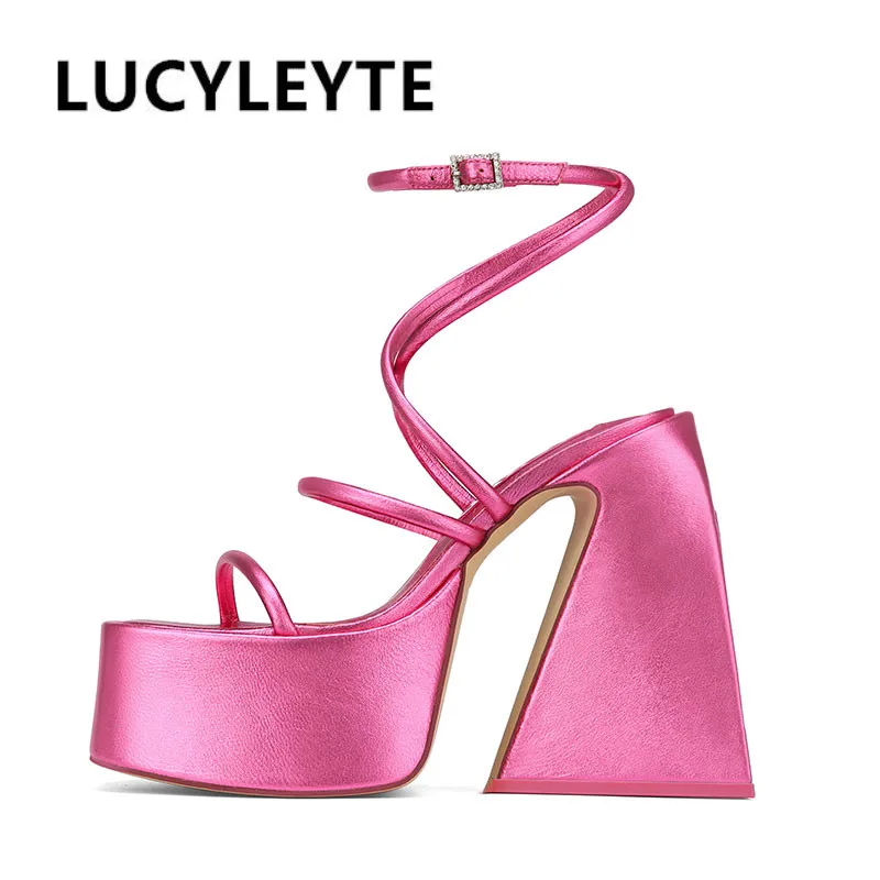 Summer platform wedge new luxury chunky heel pattern mixed color buckle women's sandals mixed color summer fashion shoes