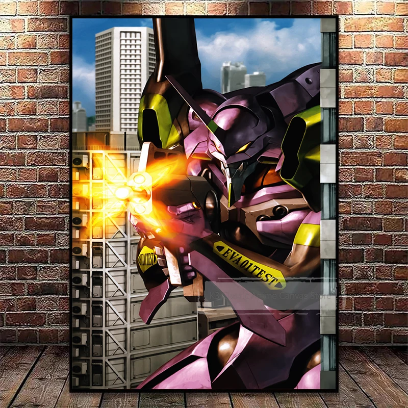 Vintage Anime Neon Genesis Evangelion Aesthetic Canvas Wall Art