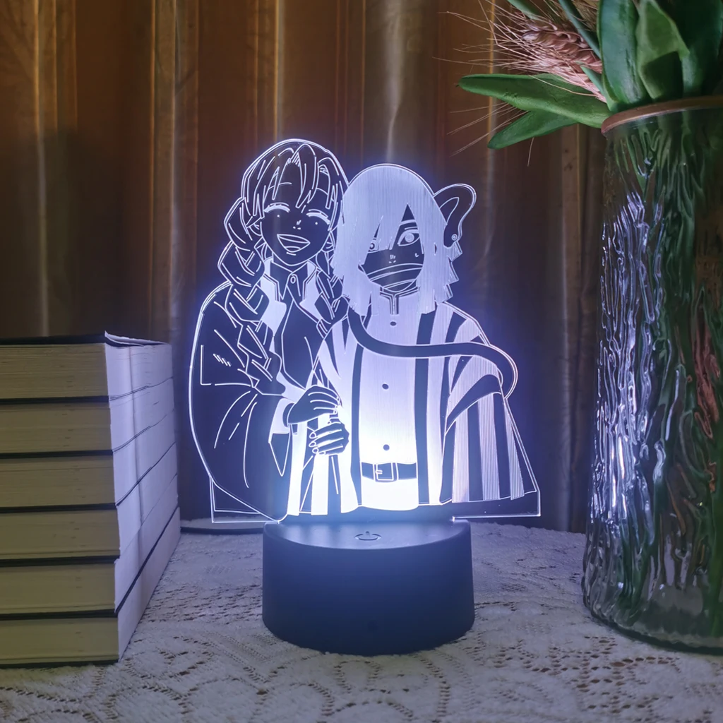 

Anime Demon Slayer Acrylic Sheet Figure Board Mitsuri Obanai 3D Led Night Light Base For Kid Manga Lamp Gift Kimetsu No Yaiba