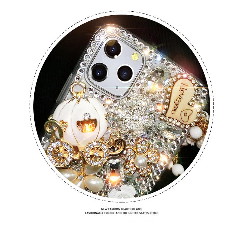Luxury Pearl Pendant Rhinestone Phone Covers For Samsung Galaxy S24 S23 S22 S21 S20 Ultra Plus Note10 Bling Diamonds Flower Case phone case