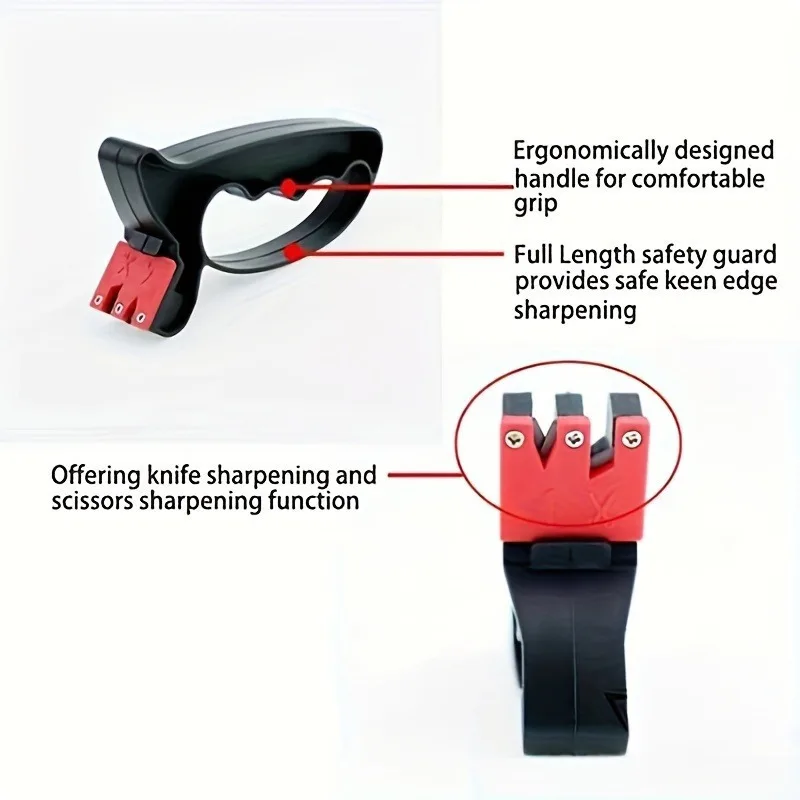 Lightweight Ergonomic Multi-Function Knife and Scissors Sharpener,V-Grind Sharpening System, Right-Handed, with Manual