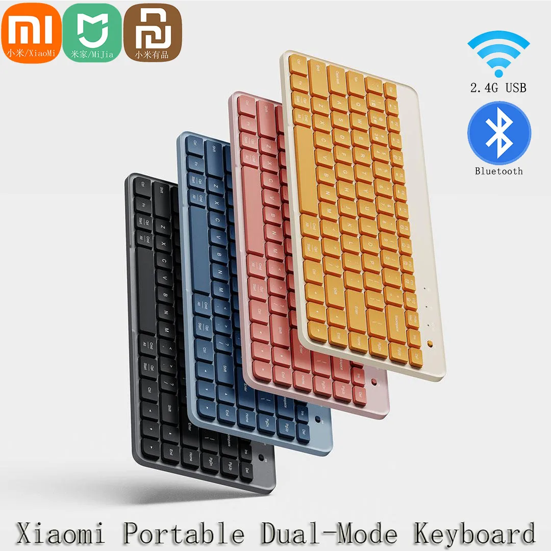 

Xiaomi Mijia Portable Dual Mode Keyboard 2.4GHz Bluetooth Multi Device Connection With With Mouse Colorful Split Holder Gaming