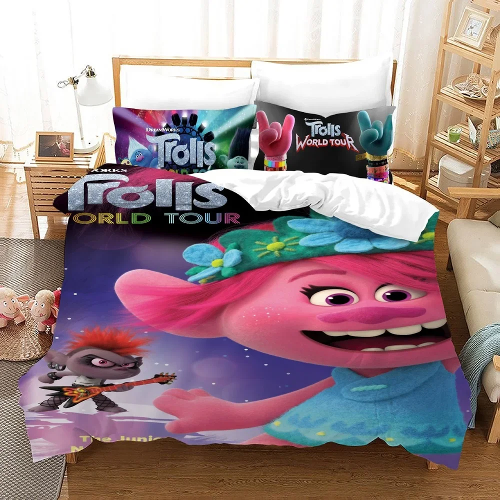 Cartoon Trolls 3D Printed Duvet Case Pillowcase Bedding Set Twin