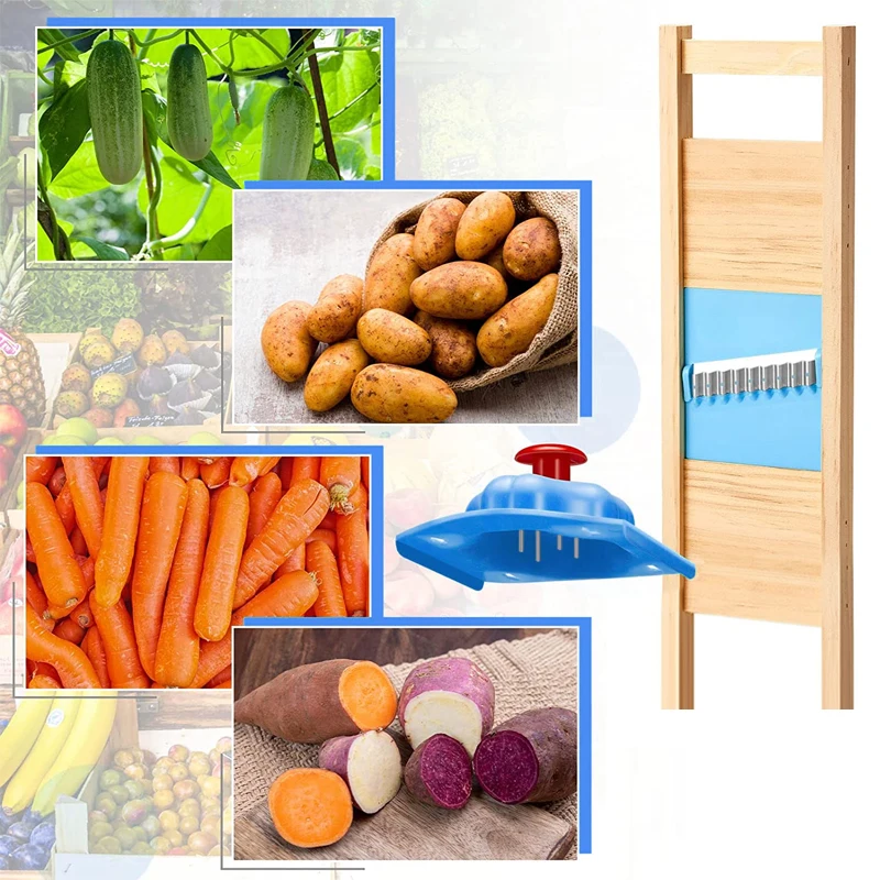 Vegetable Slicer French Fry Cutter Potato Cutter Grid Solid Wood