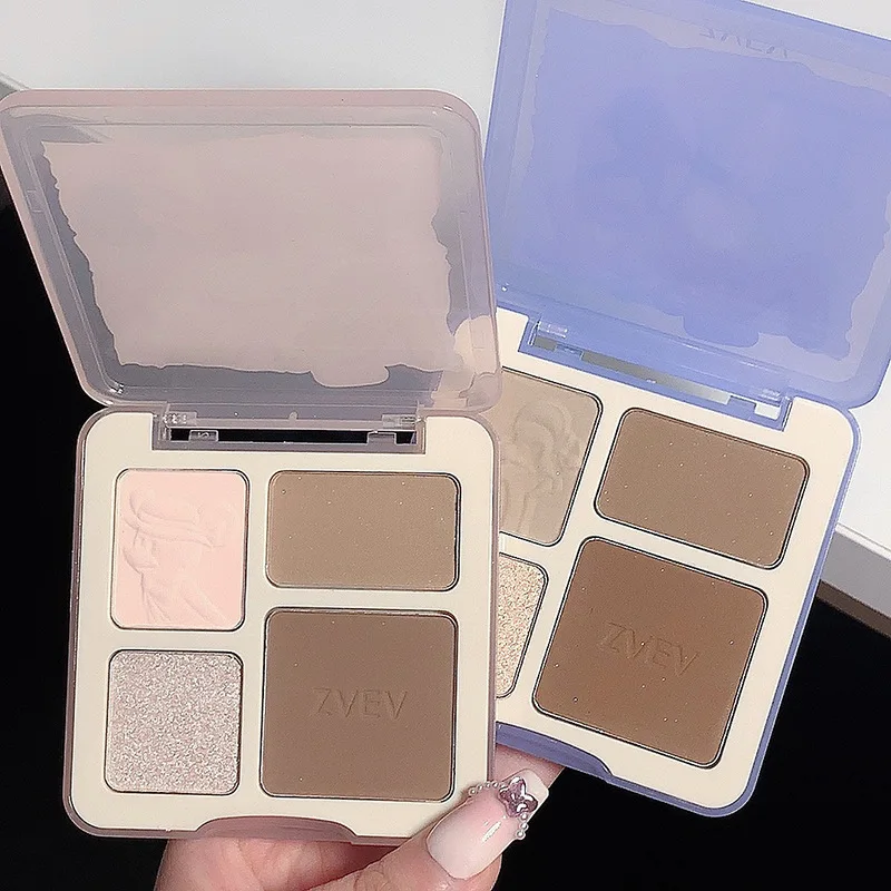 4 in 1 ZVEV 3d Highlighter Contour Bronzer Palette Nude Makeup Natural Color Rendering Long-Lasting Waterproof Cosmetics 3