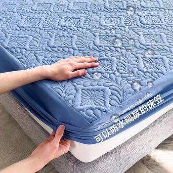 Protezione per materasso impermeabile Lenzuolo con angoli addensato Tappetino per materasso traspirante e silenzioso per letti singoli/double/queen/king size 1