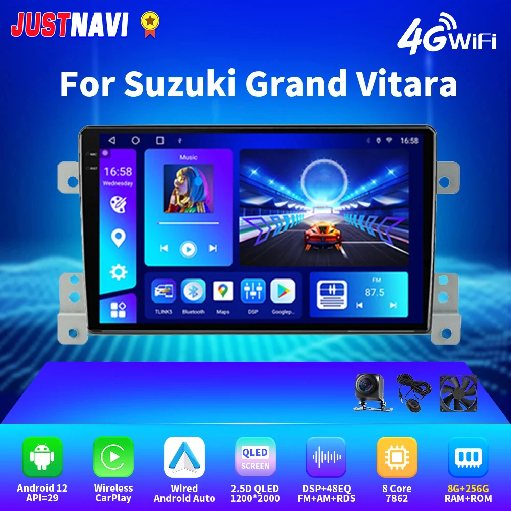 

JUSTNAVI 2K 2000*1200 2din Android 10 автомобильное радио для Suzuki Grand Vitara 3 2005 2012 2013 2014 2015 Multimidia видео Carplay GPS