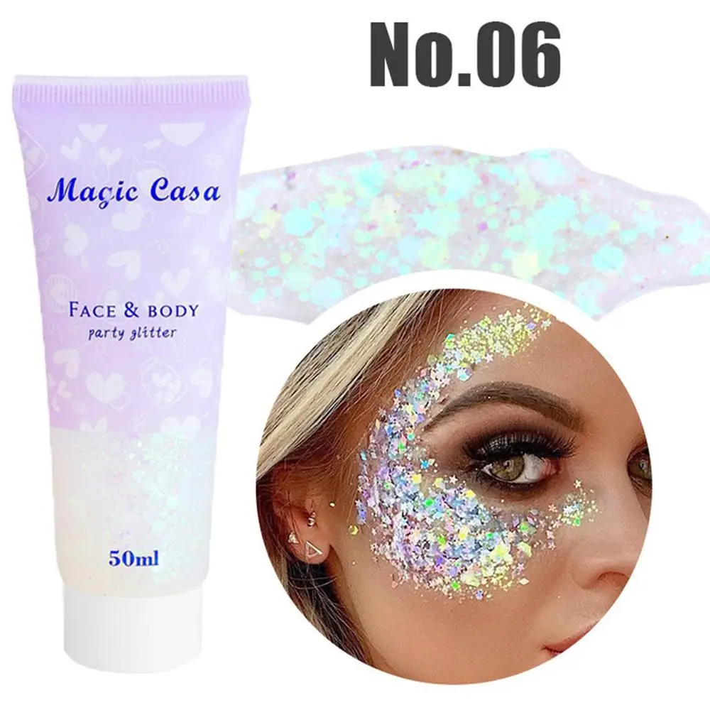 Face Body Glitter Gel 6 Color Set Long Lasting Sparkling Hair Nails Makeup Festival, Glitter Gel Makeup, Holographic Glitter Makeup, Glitter Makeup