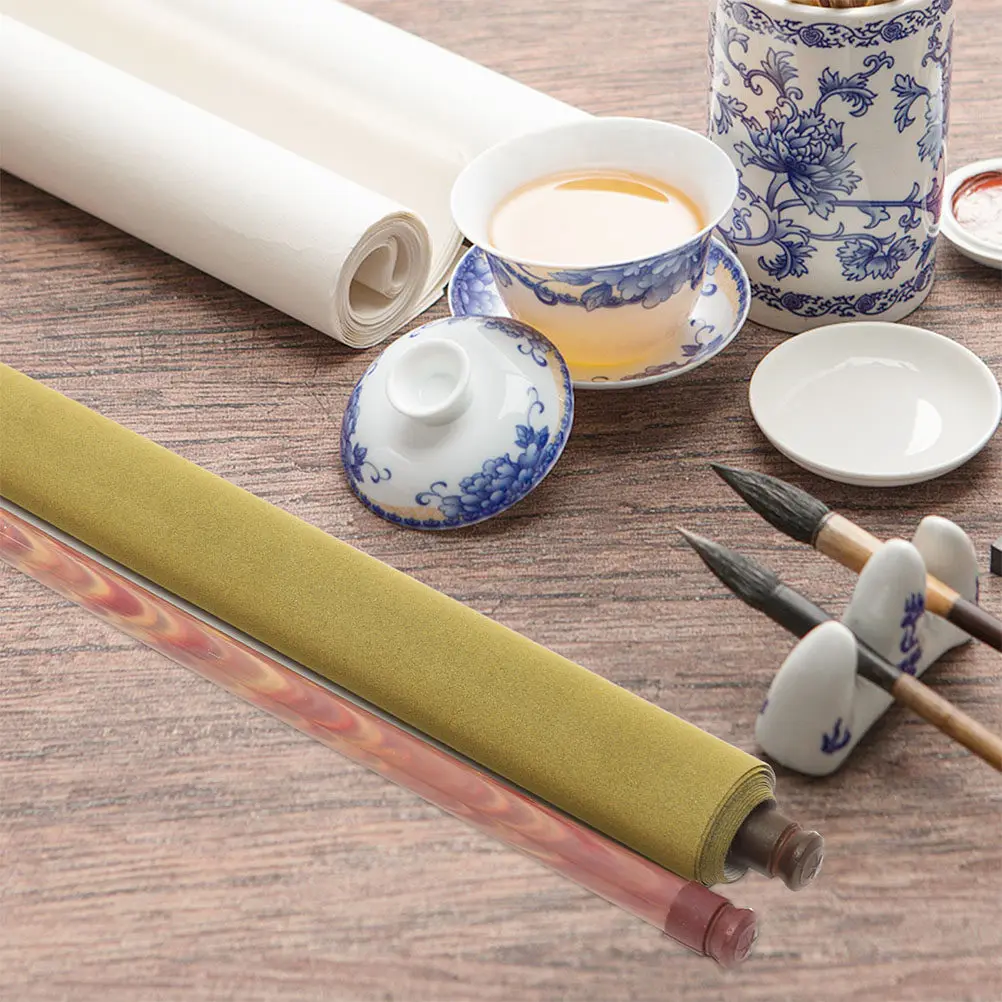 2Pcs 중국 서예 물 쓰기 천 서예 연습을위한 전통 빈 스크롤 매트 초보자 그림 매트