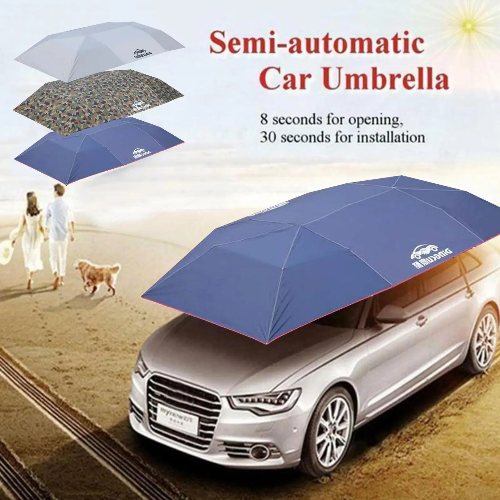 Outdoor Auto Fahrzeug Zelt Auto Regenschirm Sonnenschutz Abdeckung Oxford  Tuch Polyester Abdeckungen Auto Geschützt Ohne Halterung Blau 4,5x2,1 M -  AliExpress