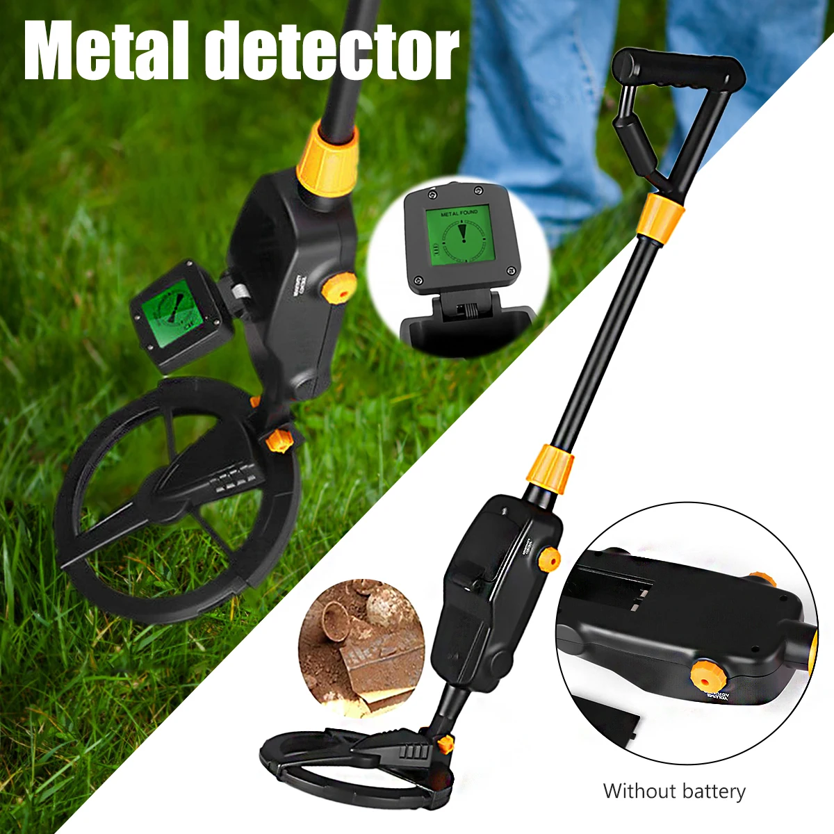 Professional Metal Detector High Sensitivity with Lcd Display Adjustable Waterproof Precise Positioning Outdoor Exploration