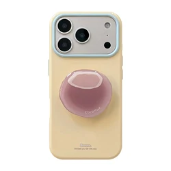 Vibrant Solid Color Cover Case with Fruit Holder - iPhone 15 (Coconut)