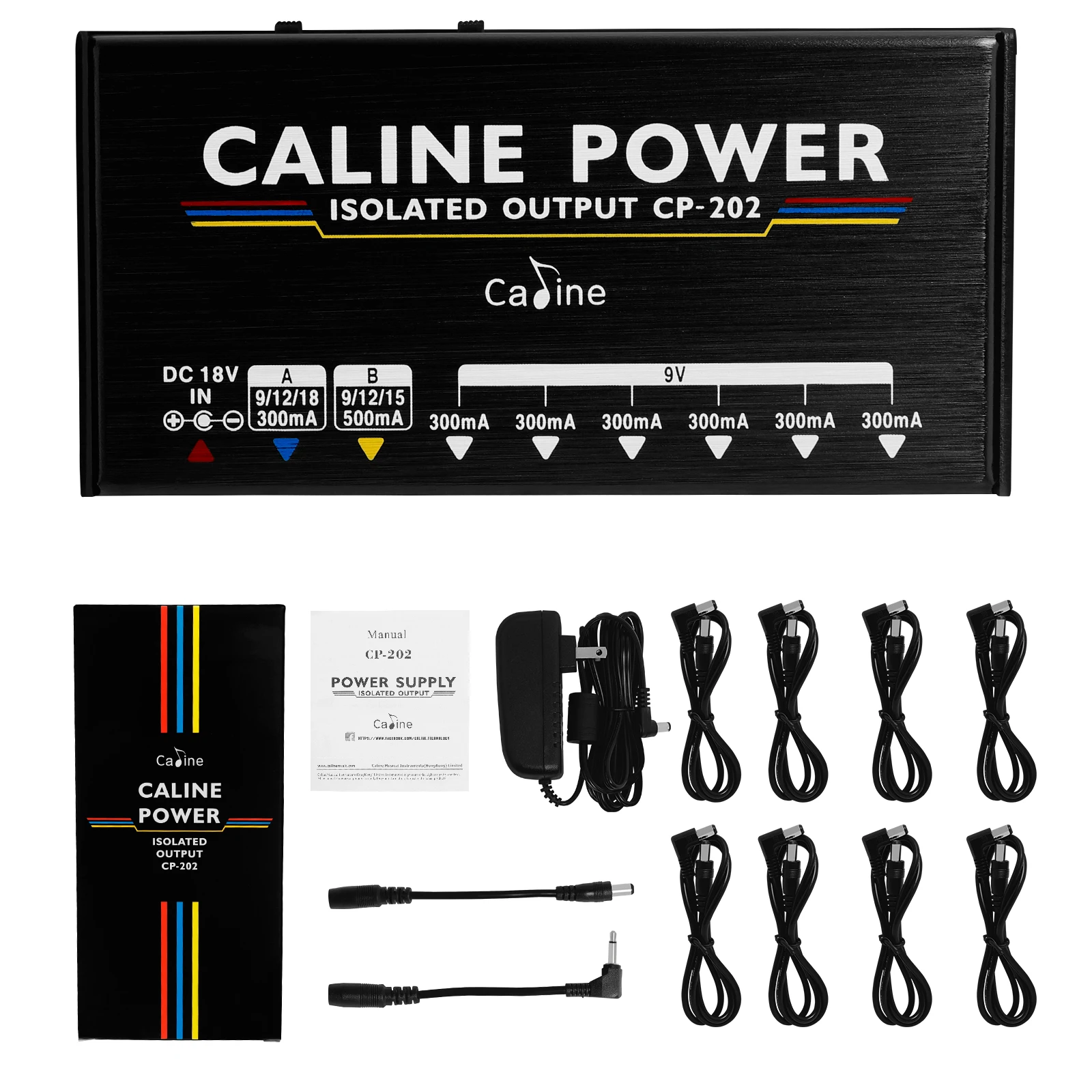 Guitar Effect Pedal Caline Guitar Pedal DC 9V/12V/15V/18V Power Supply 36W 8 Truly Isolated Outputs CP-202 Adapter Parts