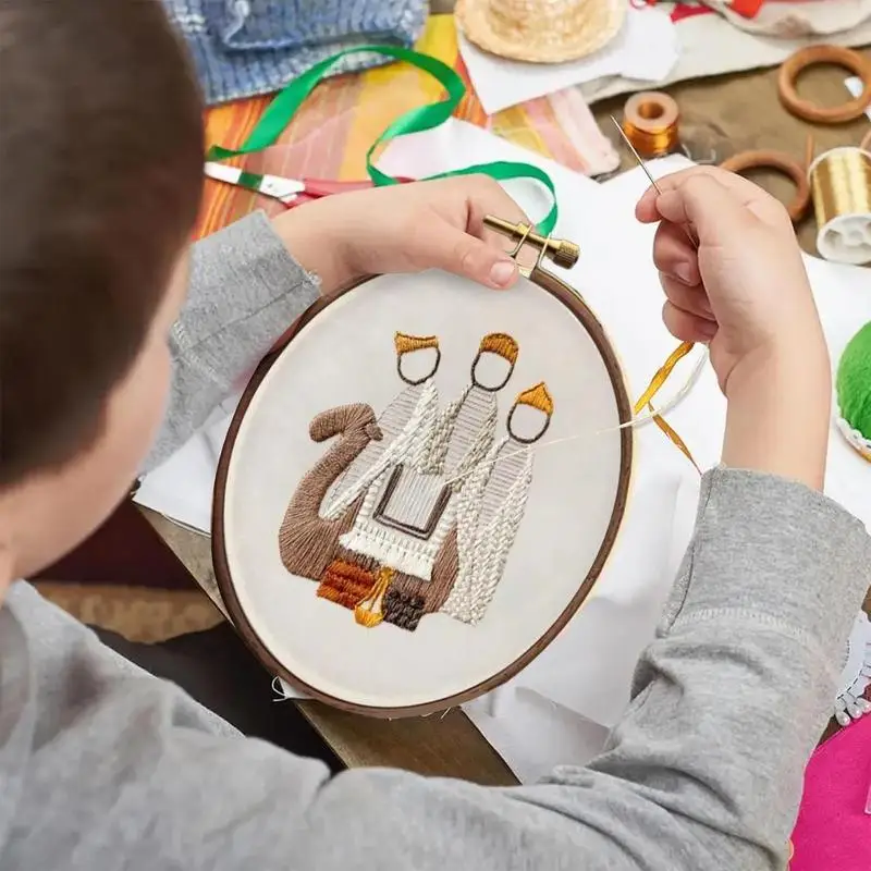 Kit da ricamo per principianti, kit per ricamo presepe, kit per presepe fatto a mano, modelli da ricamo natalizi con istruzioni, kit per punto ad ago stampato
