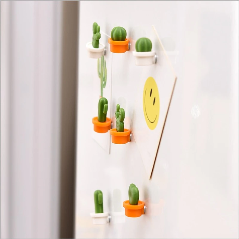 6PC/set of cute succulent plant refrigerator magnet button cactus refrigerator message sticker magnet sticker_voghion.com