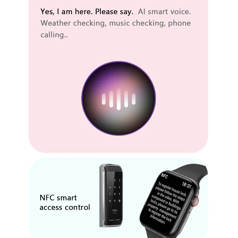 H188 Smart Watch Men Series 8 TWS Headset Connection  NFC IP68 Waterproof Bluetooth Call Siri Flashlight Wireless Smartwatch