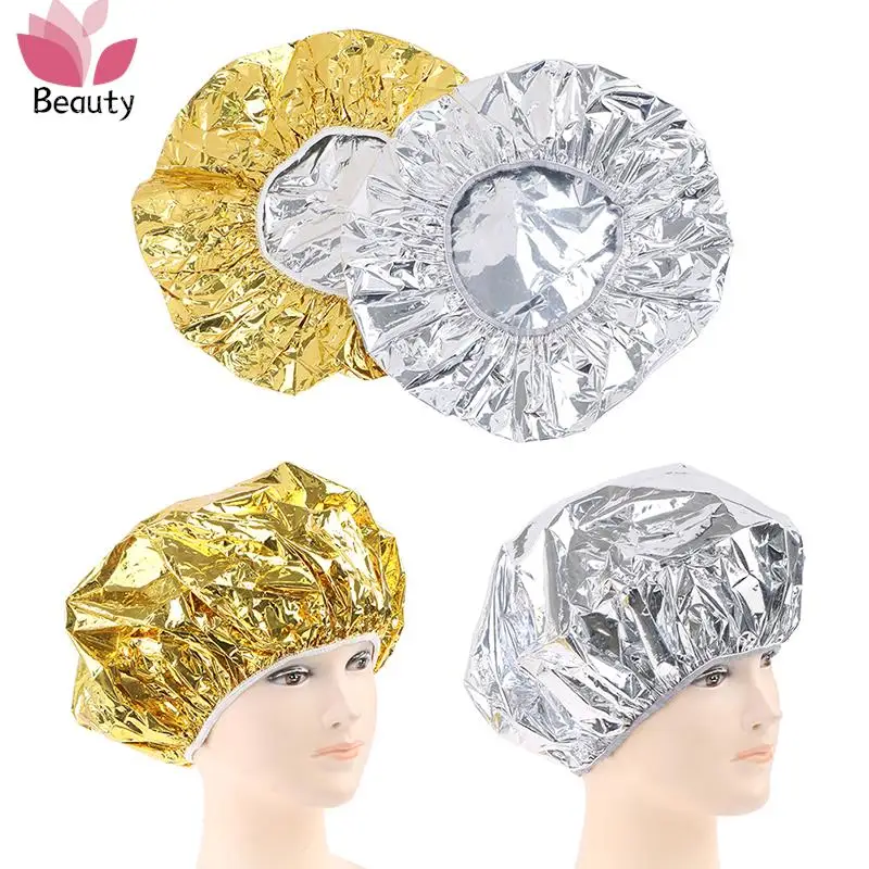 Professional One-off Shower Cap Heat Insulation Aluminum Foil Hat Elastic Portable Bathing Cap For Women Hair Salon Bathroom