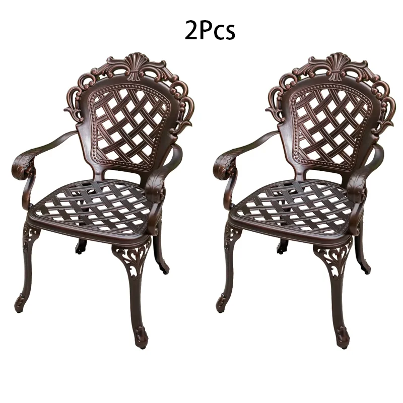2 Piece Outdoor Garden Chair Waterproof and Rust-proof Cast Aluminum Chair All-Weather Patio Dining for Balcony Backyard