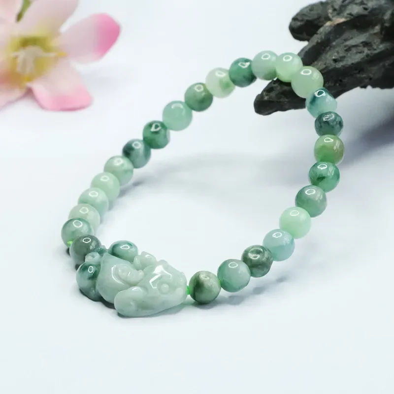 

Burmese Jade Pixiu Bracelets Bracelet Green Jewelry Gift Gemstone Gifts Natural Real Fashion Jadeite Bead Women Men Talismans