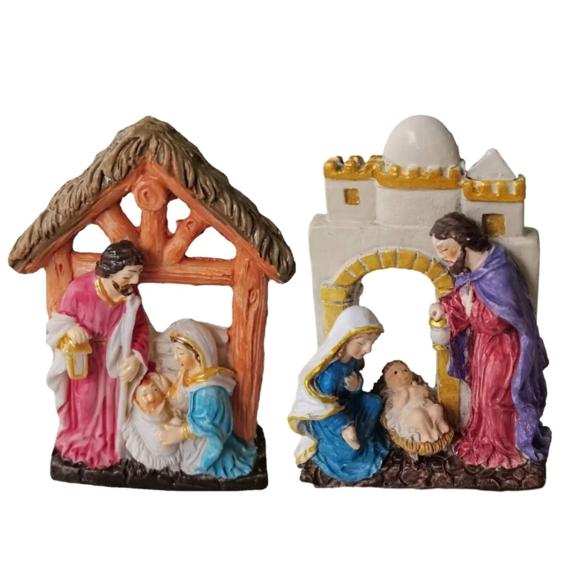 

Прекрасный орнамент из смолы, статуя святого семейства, украшения, новинка, украшение для дома, христианский подарок F0T6