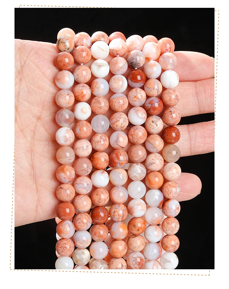 6 8 10mm Naturstein rosa Achat Perle runde lose Abstand halter schöne Perle für Schmuck maing DIY Halskette Armband Zubehör – Detail 7
