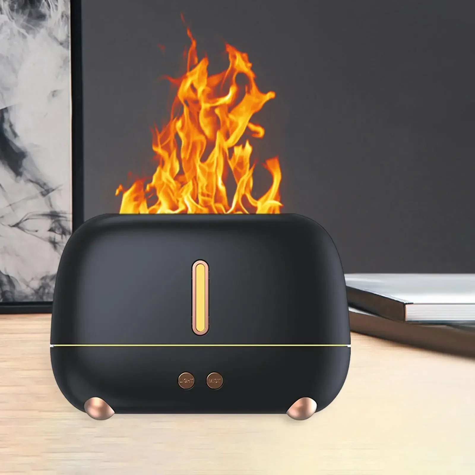 컴팩트 3D 불꽃 LED 에센셜 오일 디퓨저 - 가정, 자동차 및 사무실용 USB 전원 쿨 미스트 초음파 아로마테라피