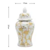 Gold-plated Flower Ceramic Ginger Jar White Ceramic Storage Jar Crafts Ornaments Flower Arrangement Decorative Jar Ornaments 6