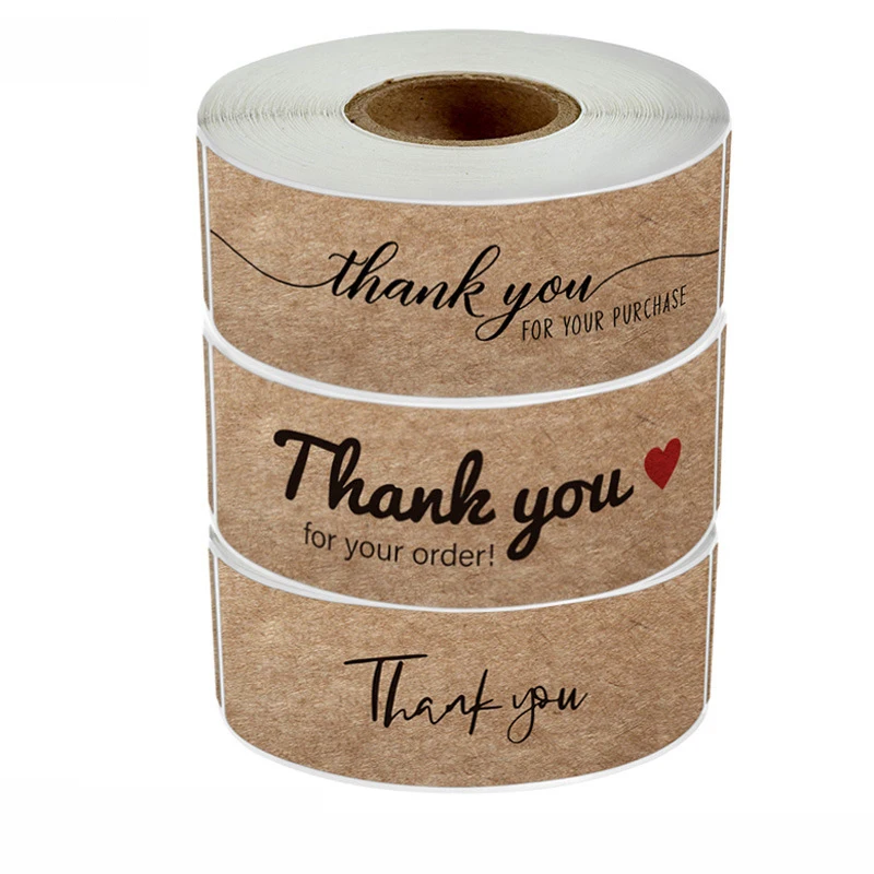 120Pcs/roll Thank you fou your order sticker Vintage Kraft paper Handmade decor Thank You Stickers Envelope Sealing Stationery