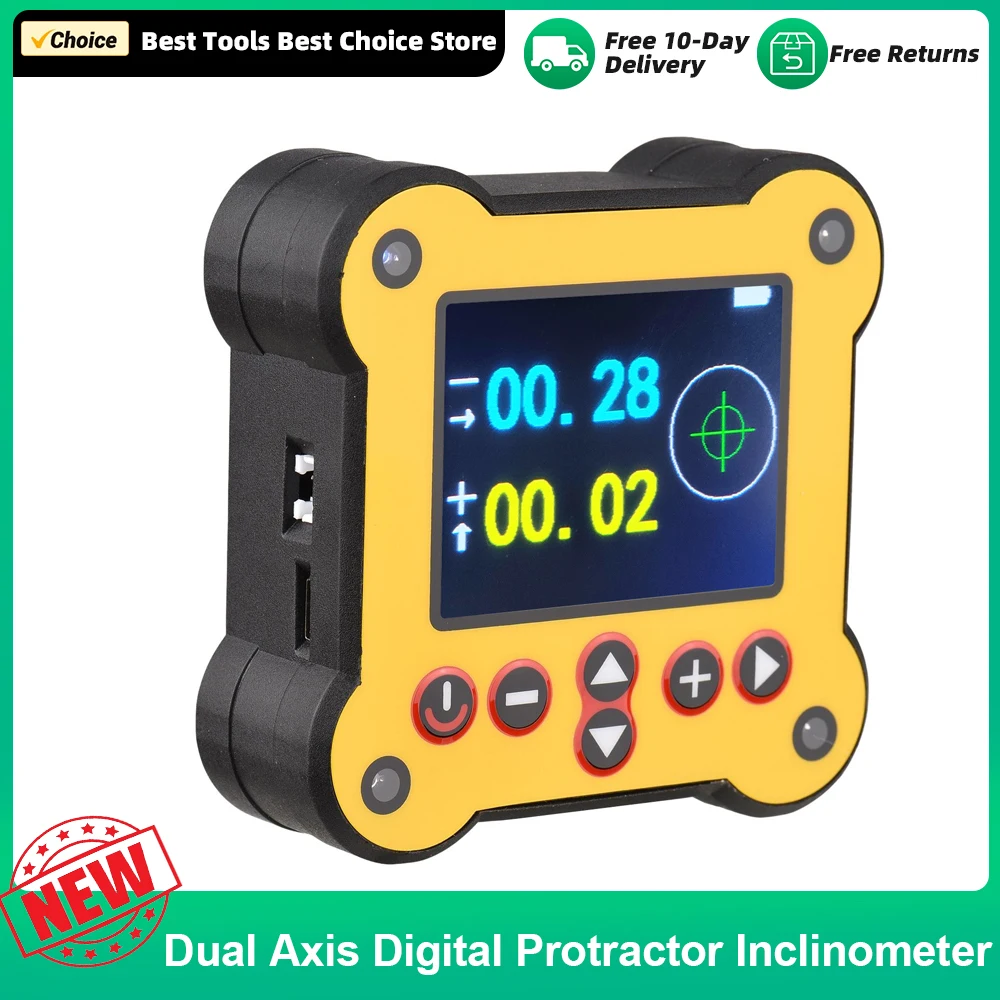 Dual Axis Digital Angle Protractor Inclinometer 0.02&deg; Accuracy Angle Measuring Tool for Woodworking Machinery Construction