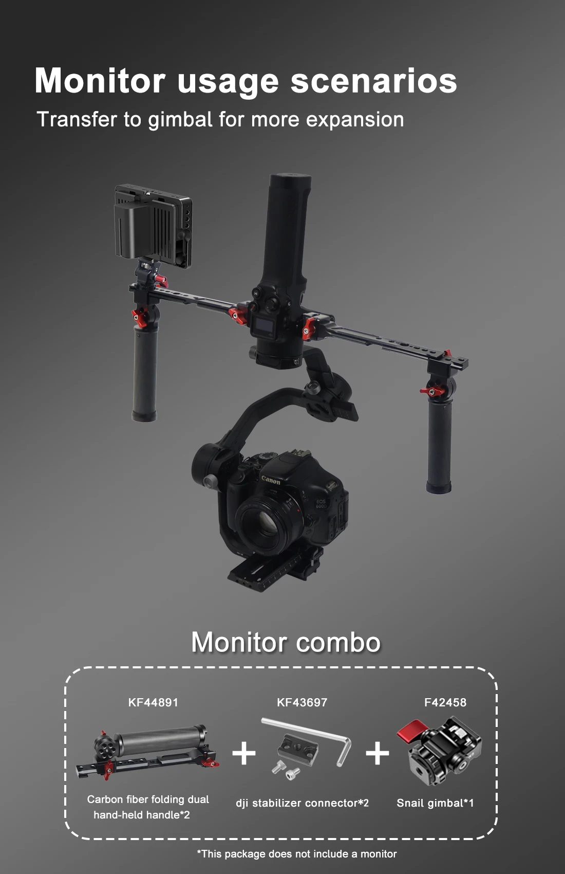 Carbon Fiber L Bracket Handle Grip Foldable Cold Shoe Mount Clamp for Ronin RS3